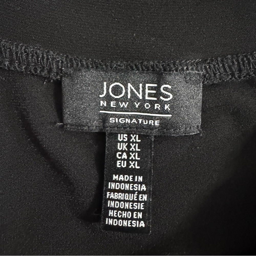 Jones New York Women’s Blouse Size XL 3/4 Sleeve Black tunic Top Stretch - Picture 5 of 6